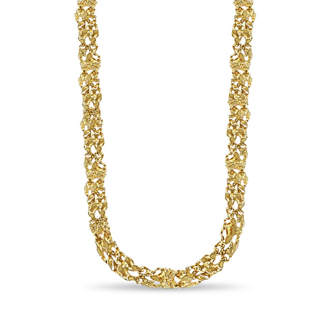 Handmade Solid Gold Nugget Necklace , 11mm