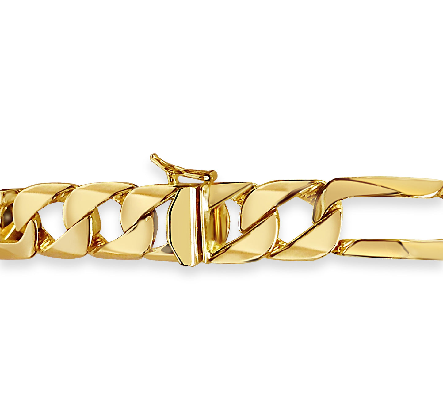 Handmade Solid Gold Figaro Bracelet , 12mm