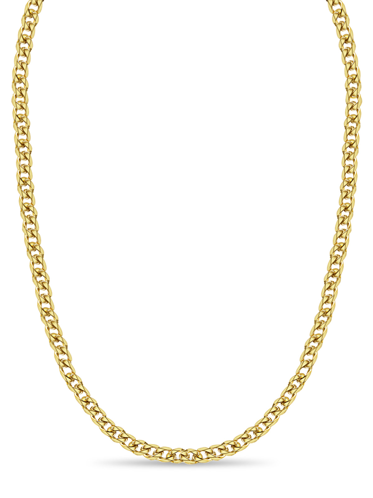 Handmade Solid Gold Curb Necklace , 17mm
