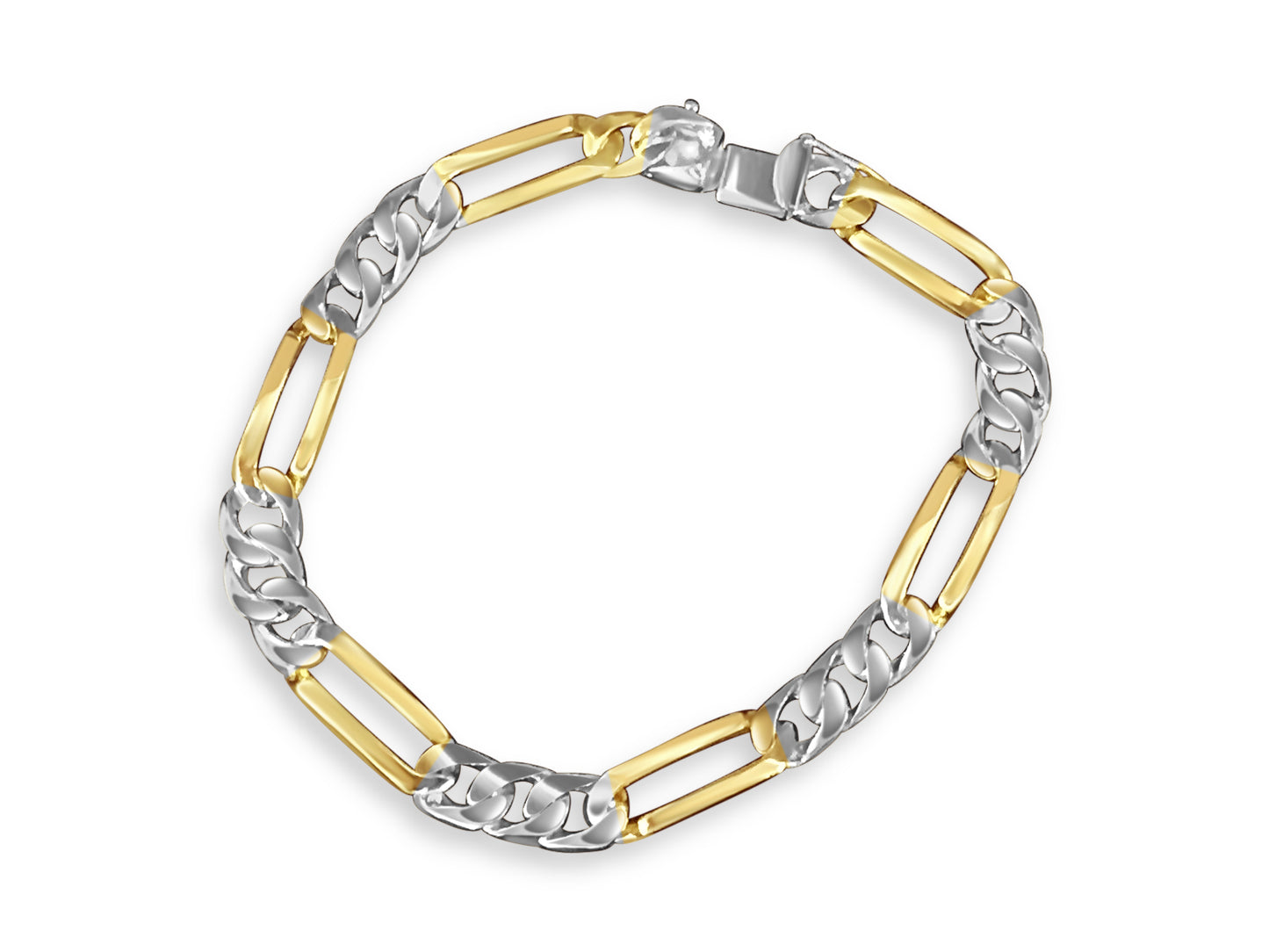 Handmade Solid Gold Figaro Bracelet , 8mm