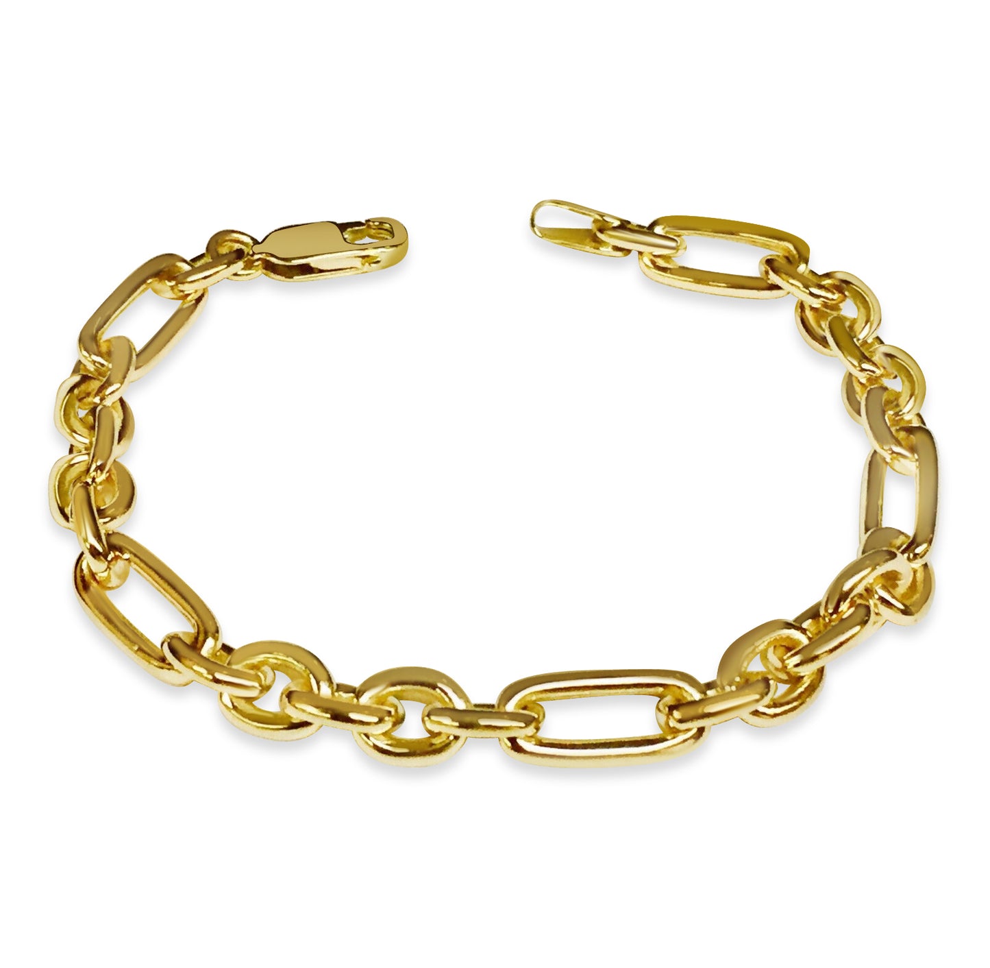 Handmade Solid Gold Rolo (Figaro) Bracelet , 7mm