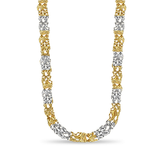 Handmade Solid Gold Nugget Necklace , 11mm