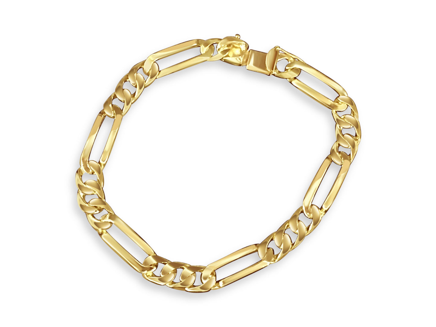 Handmade Solid Gold Figaro Bracelet , 8mm