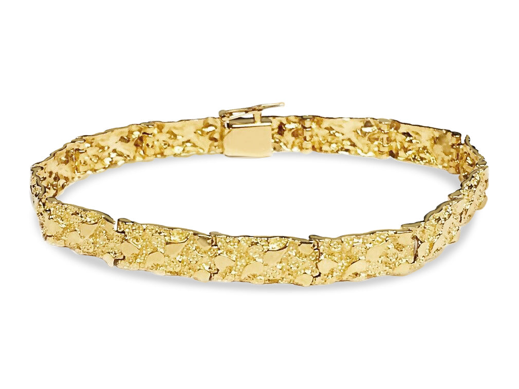 Handmade Solid Gold Nugget Bracelet , 7mm