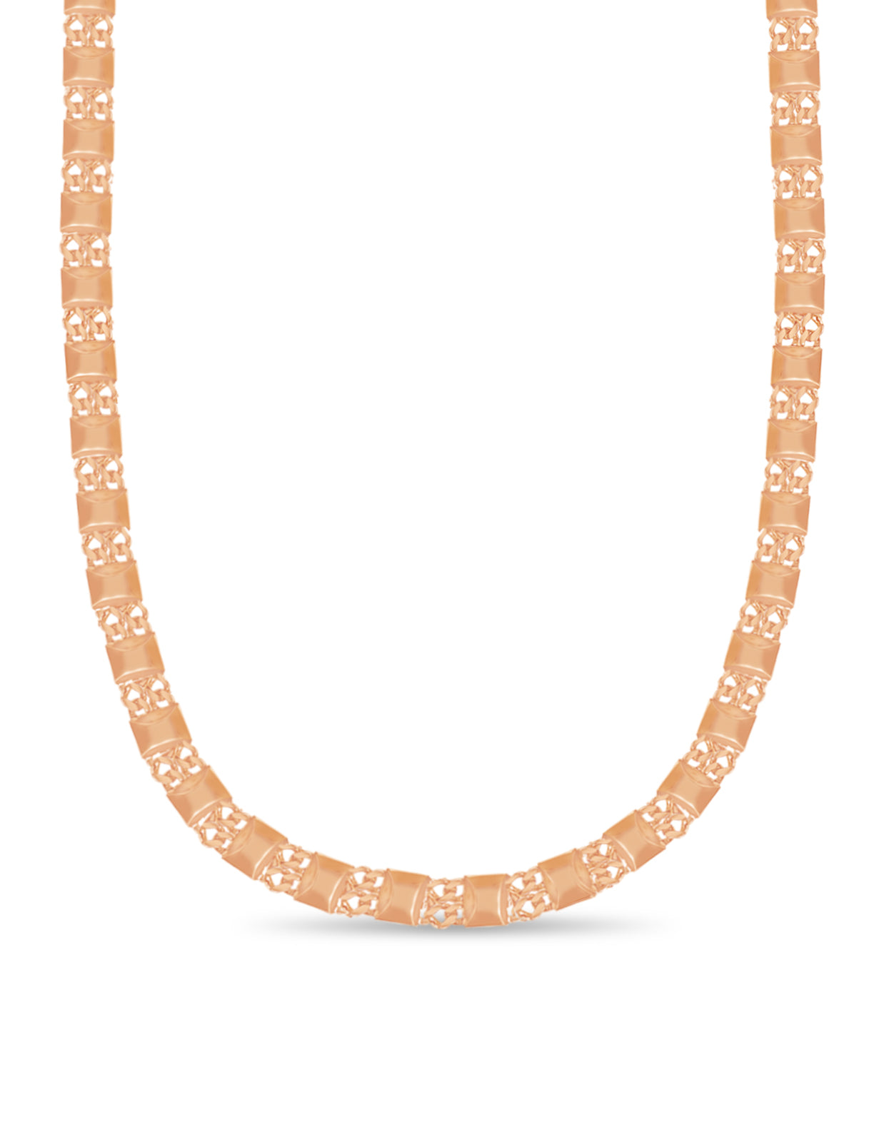 Handmade Solid Gold Curb & Bar Necklace , 17mm