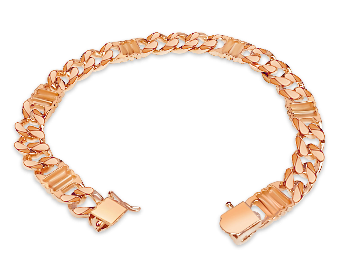 Handmade Solid Gold Curb Bracelet , 9mm