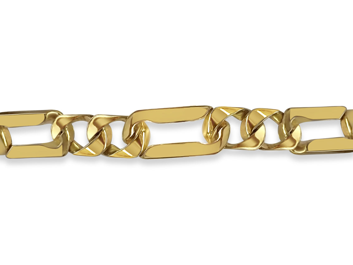 Handmade Solid Gold Figaro Bracelet , 7mm