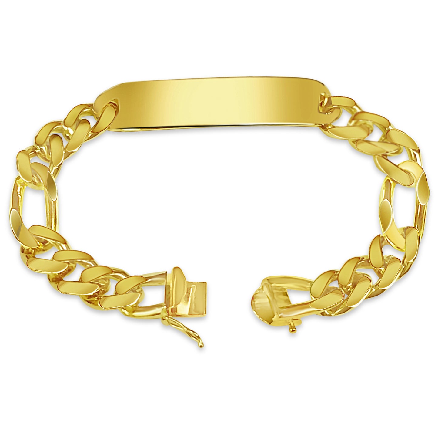 Handmade Solid Gold ID Figaro Bracelet , 12mm