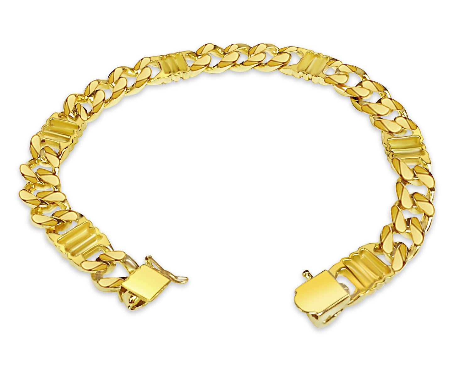 Handmade Solid Gold Curb Bracelet , 9mm