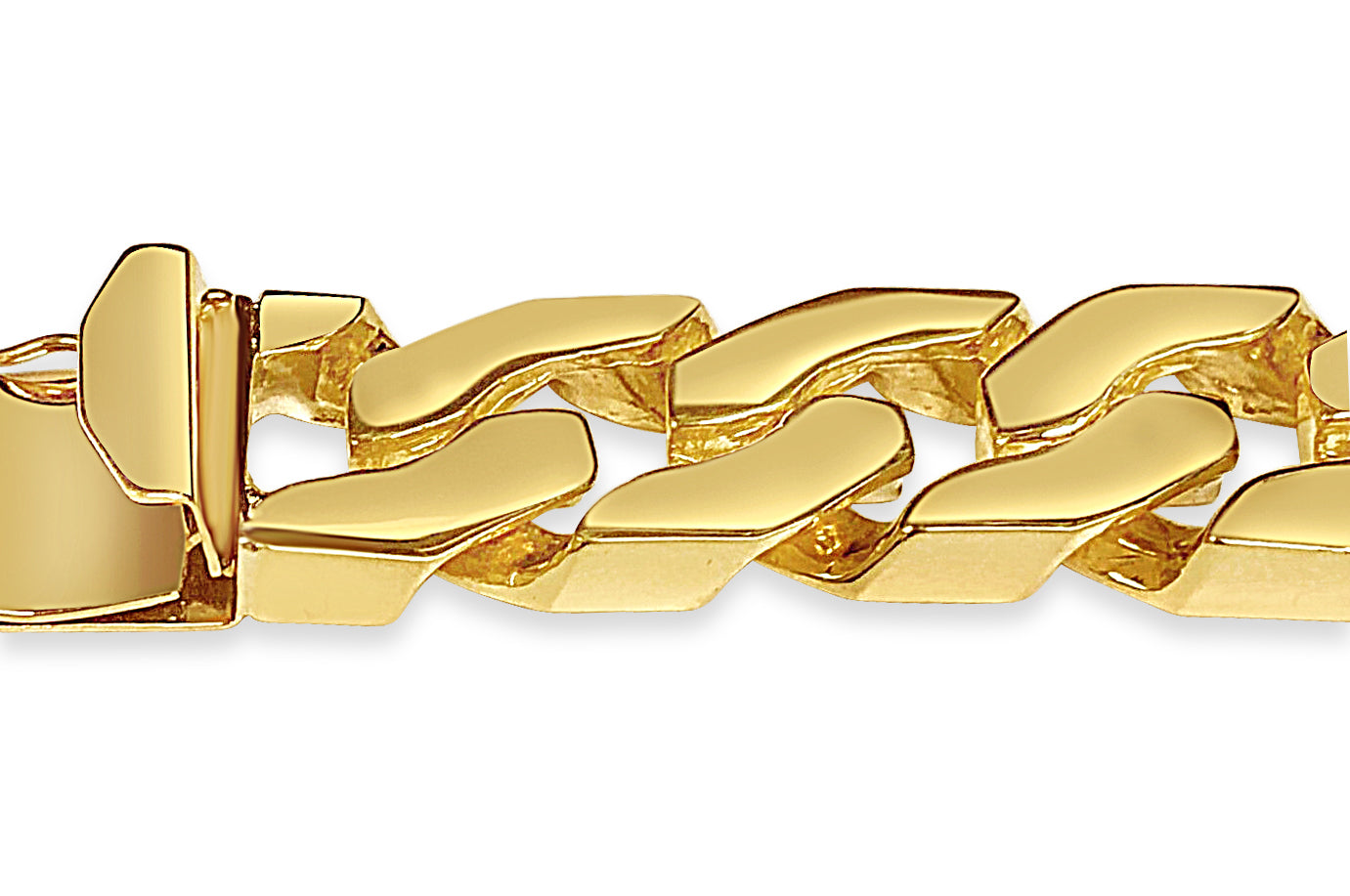 Handmade Solid Gold Curb Bracelet , 15mm