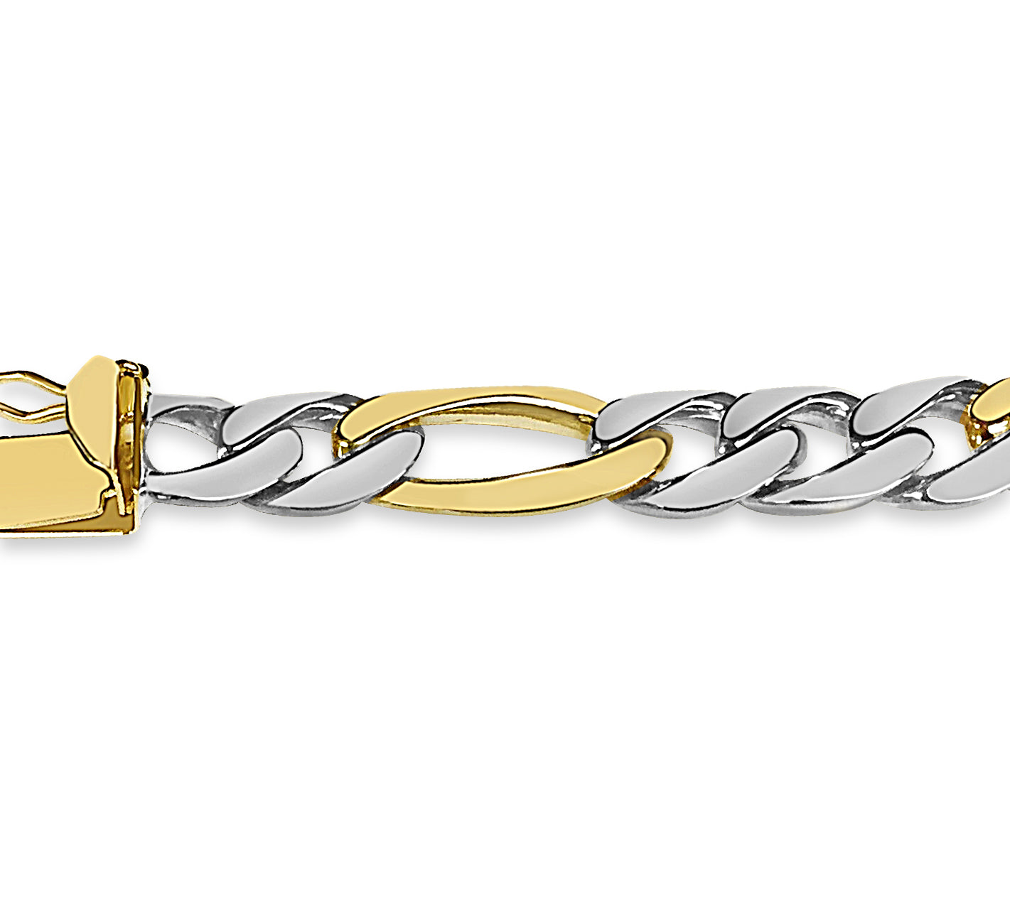 Handmade Solid Gold ID Figaro Bracelet , 9mm