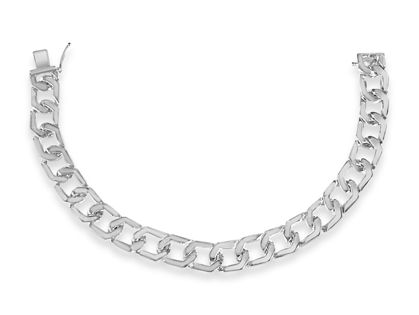 Handmade Solid Gold Curb Bracelet , 11mm