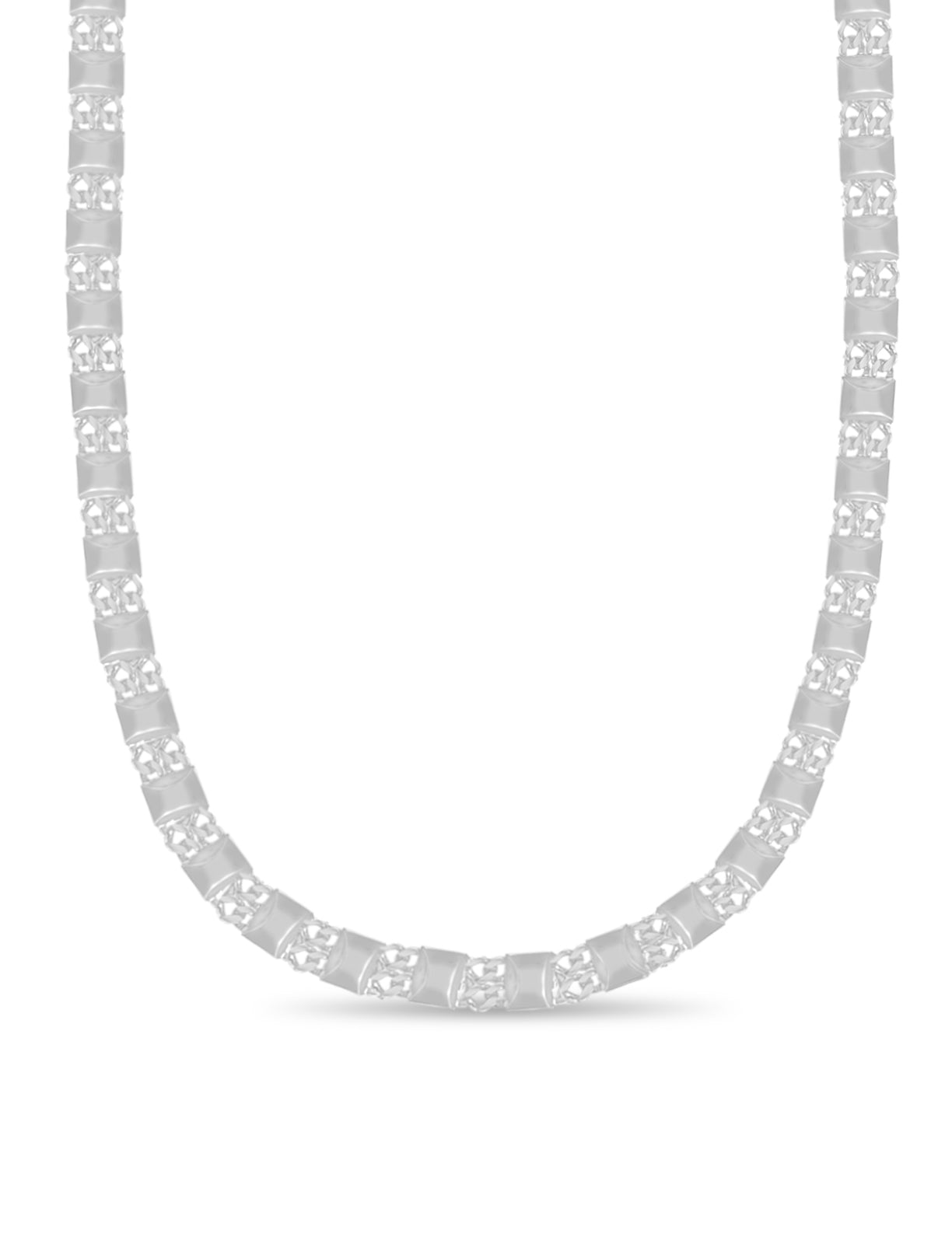 Handmade Solid Gold Curb & Bar Necklace , 17mm