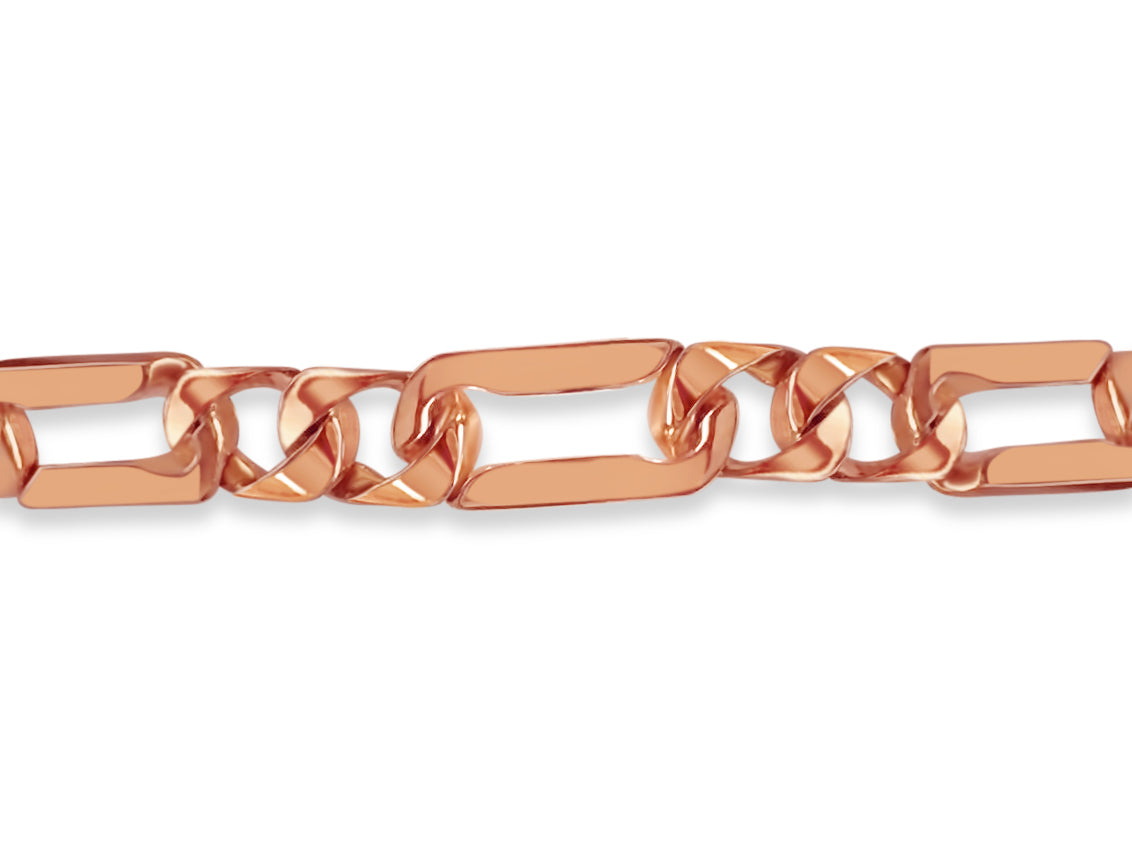 Handmade Solid Gold Figaro Bracelet , 7mm