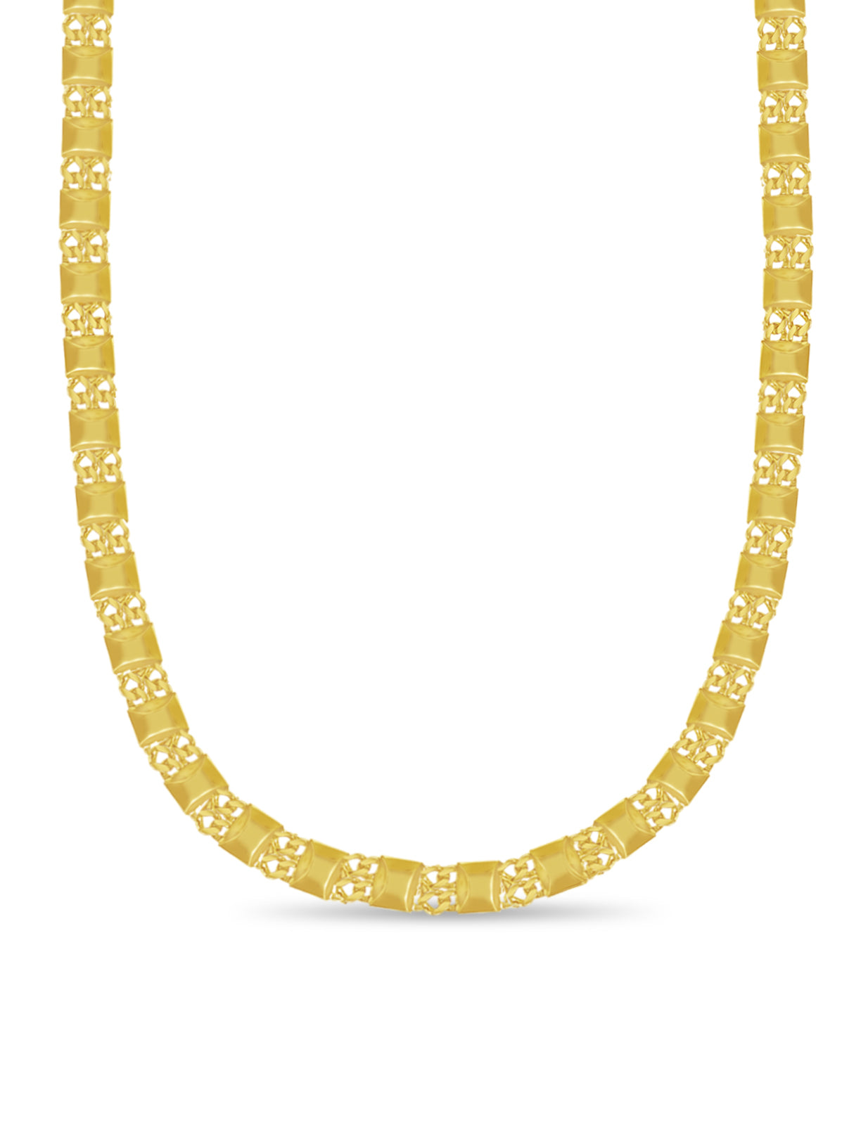 Handmade Solid Gold Curb & Bar Necklace , 17mm