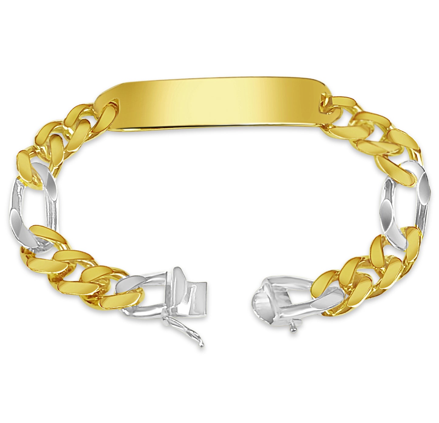 Handmade Solid Gold ID Figaro Bracelet , 12mm
