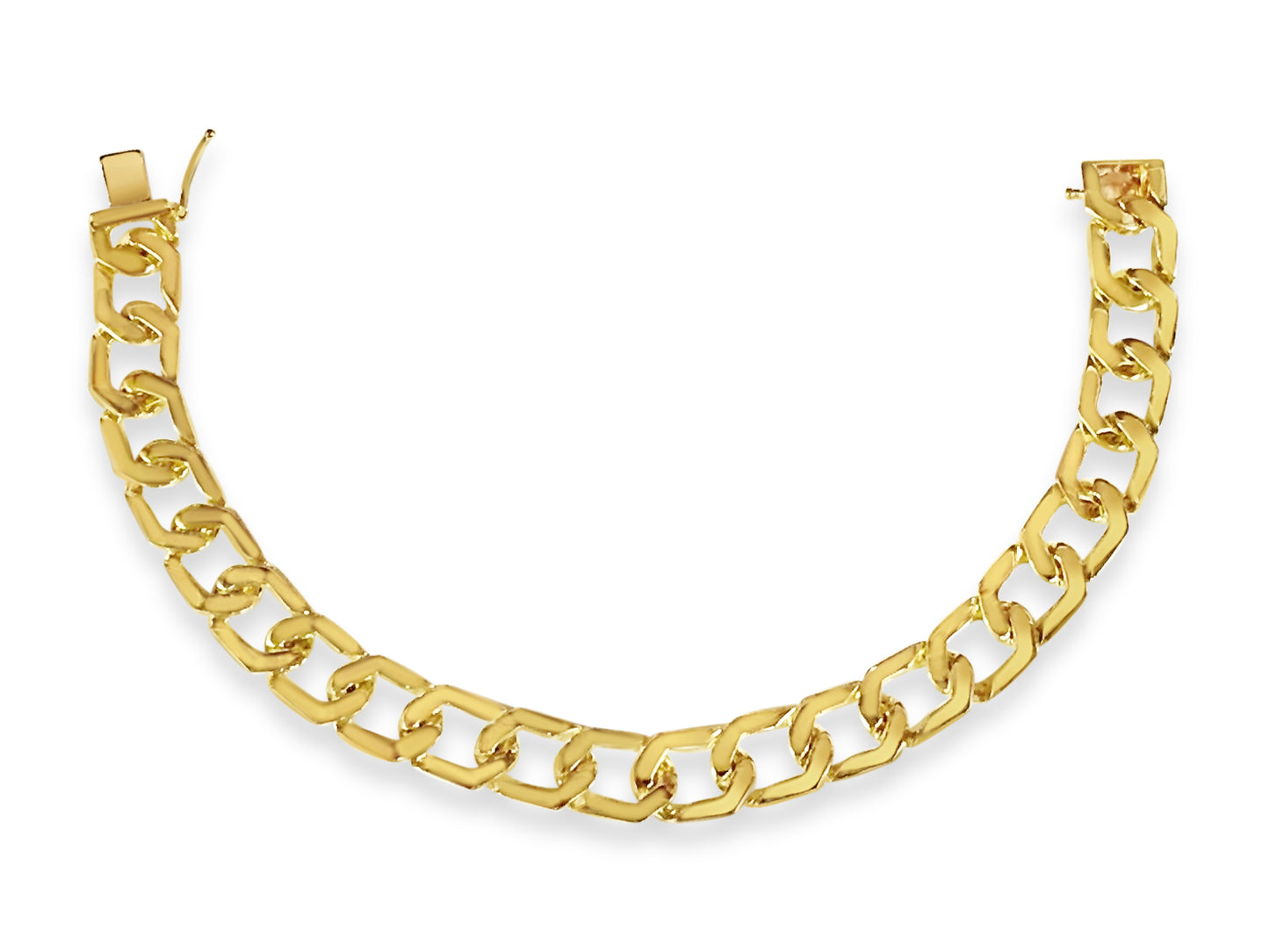 Handmade Solid Gold Curb Bracelet , 11mm