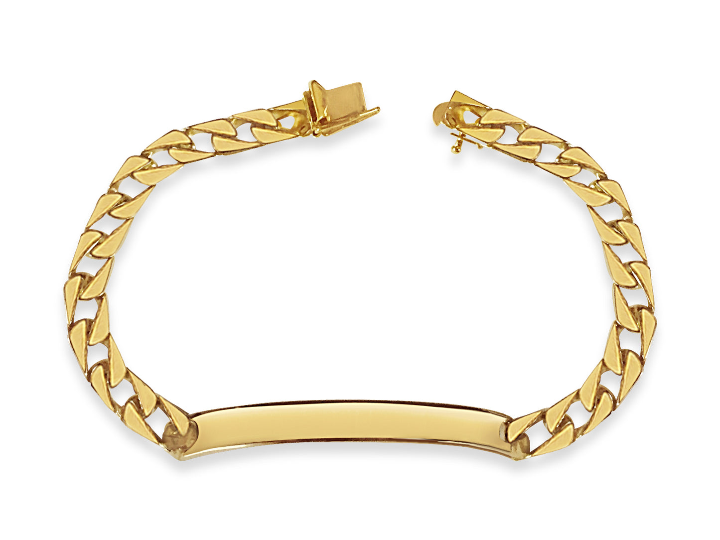 Handmade Solid Gold Curb Bracelet , 7mm