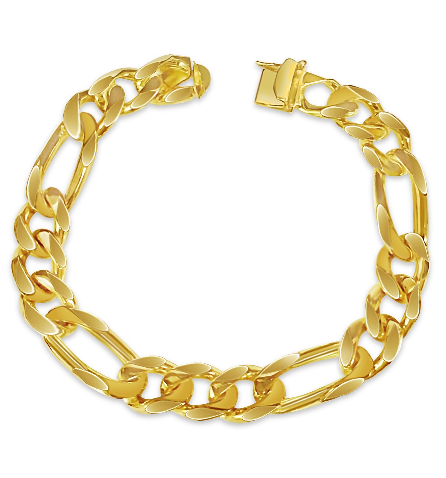 Handmade Solid Gold Figaro Bracelet , 12mm