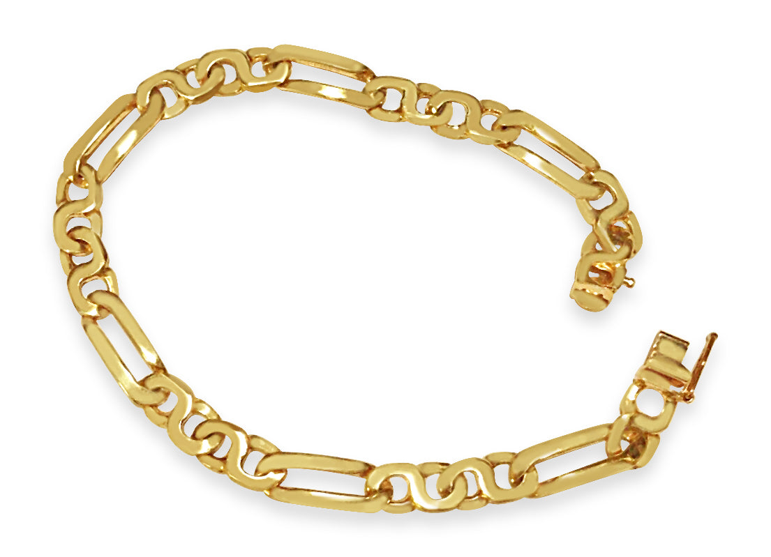Handmade Solid Gold Figaro Infinity Bracelet , 4mm
