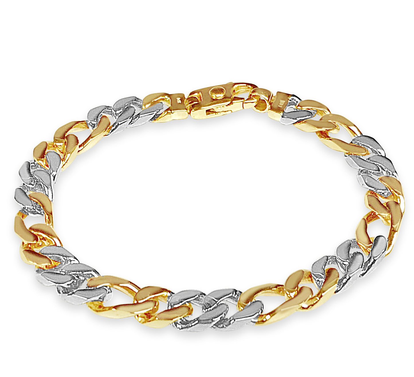 Handmade Solid Gold Figaro Bracelet , 8mm