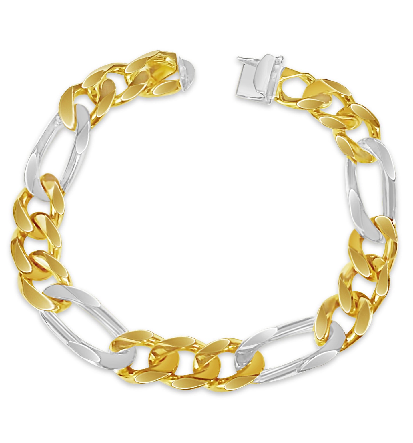 Handmade Solid Gold Figaro Bracelet , 12mm