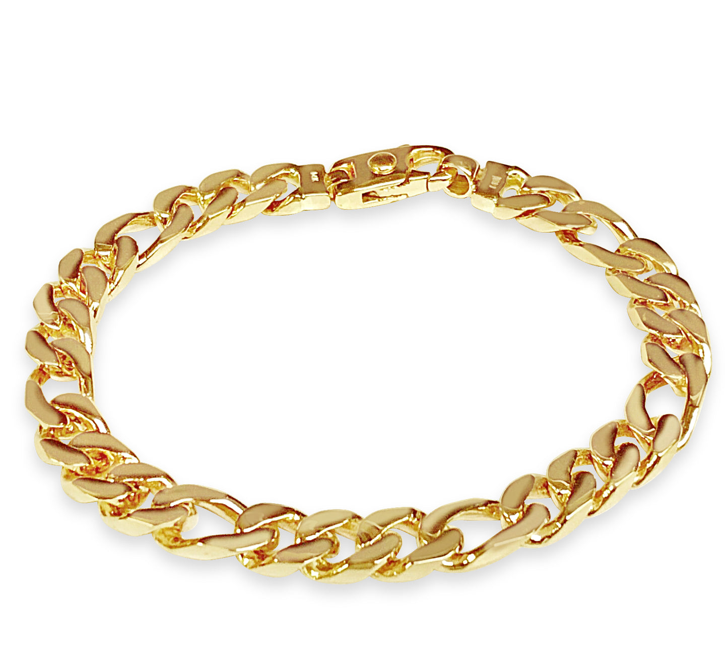 Handmade Solid Gold Figaro Bracelet , 8mm