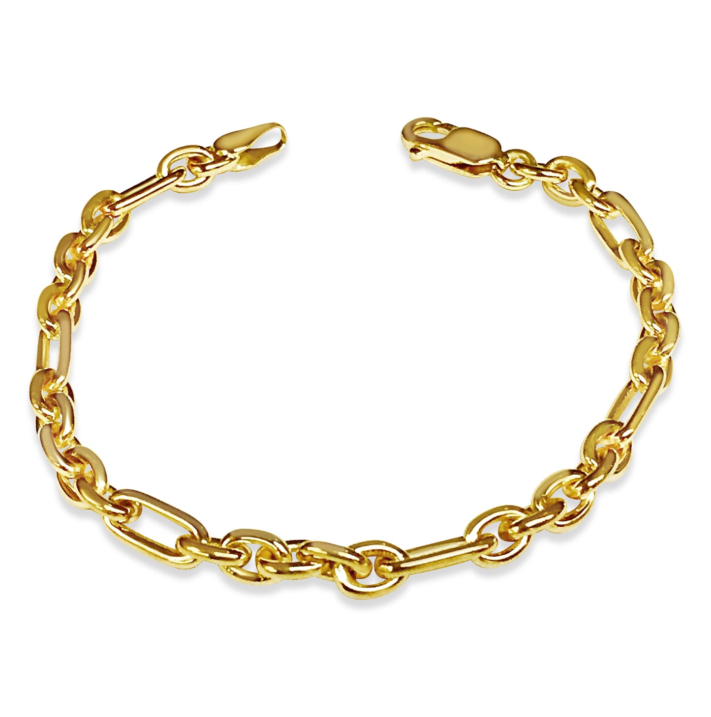 Handmade Solid Gold Rolo (Figaro) Bracelet , 5mm