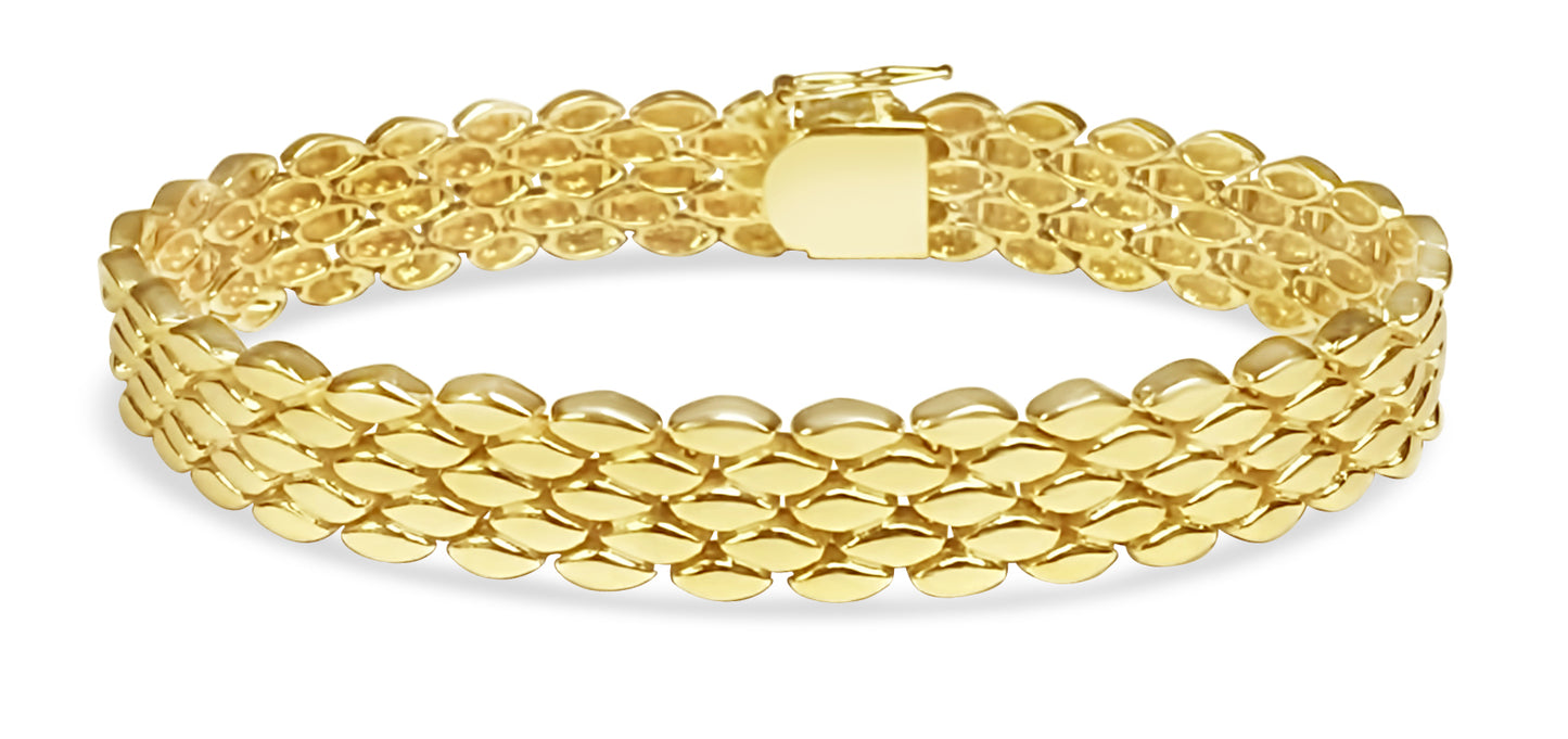 Handmade Solid Gold Panther Bracelet , 12mm