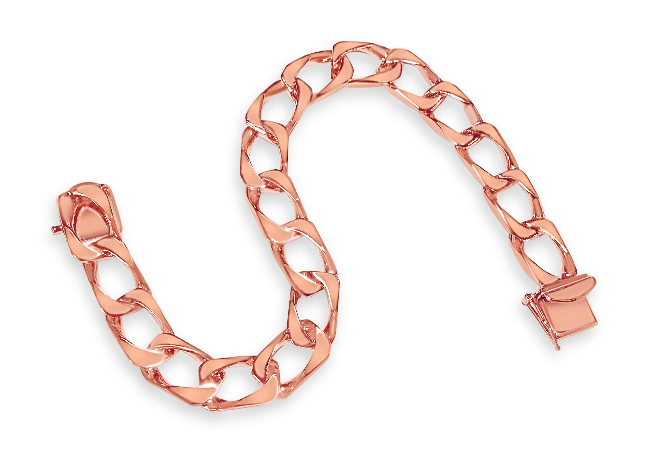 Handmade Solid Gold Curb Bracelet , 10mm