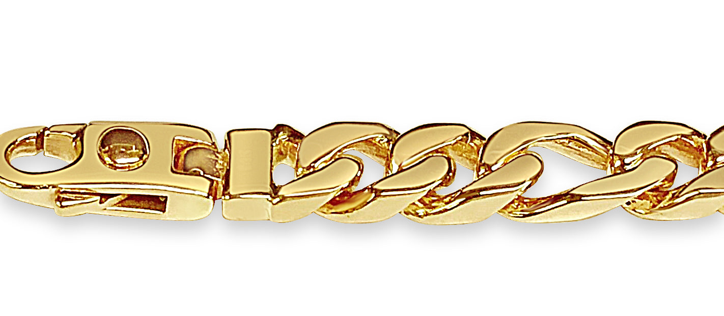 Handmade Solid Gold Figaro Necklace , 8mm