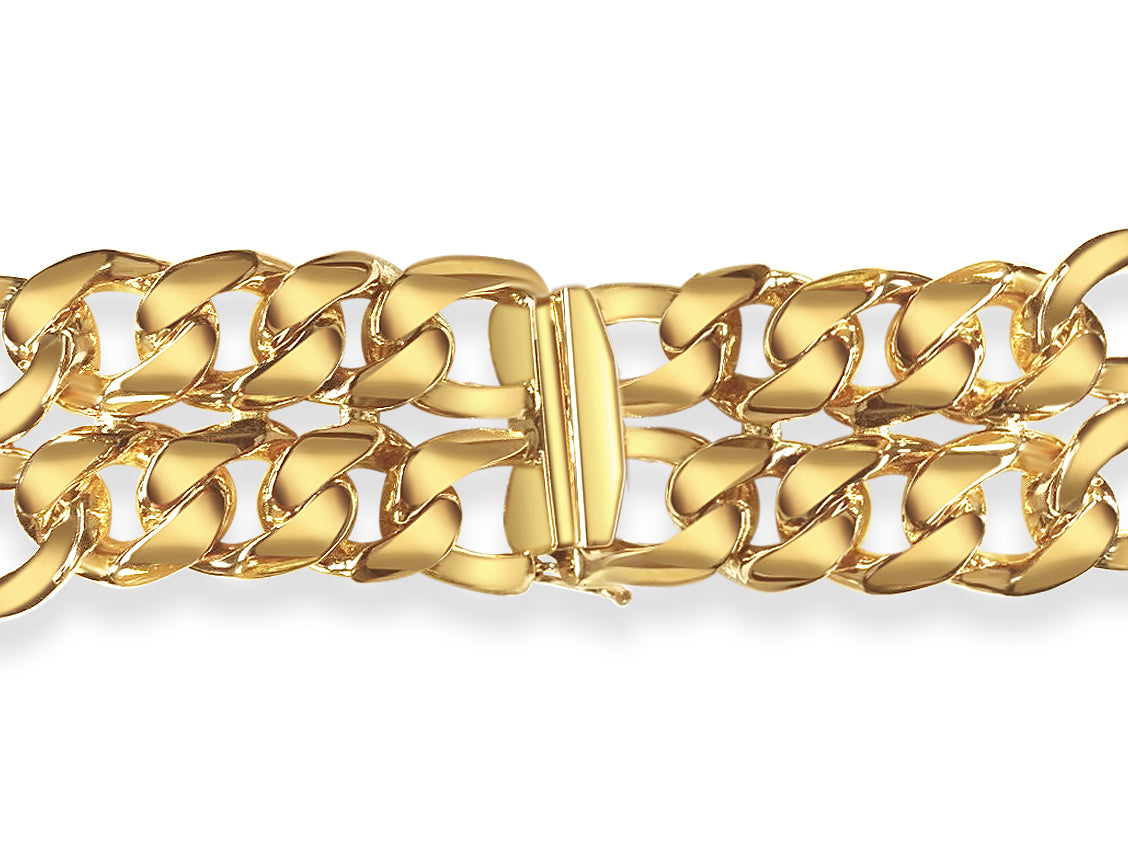 Handmade Solid Gold ID Figaro Bracelet , 23mm