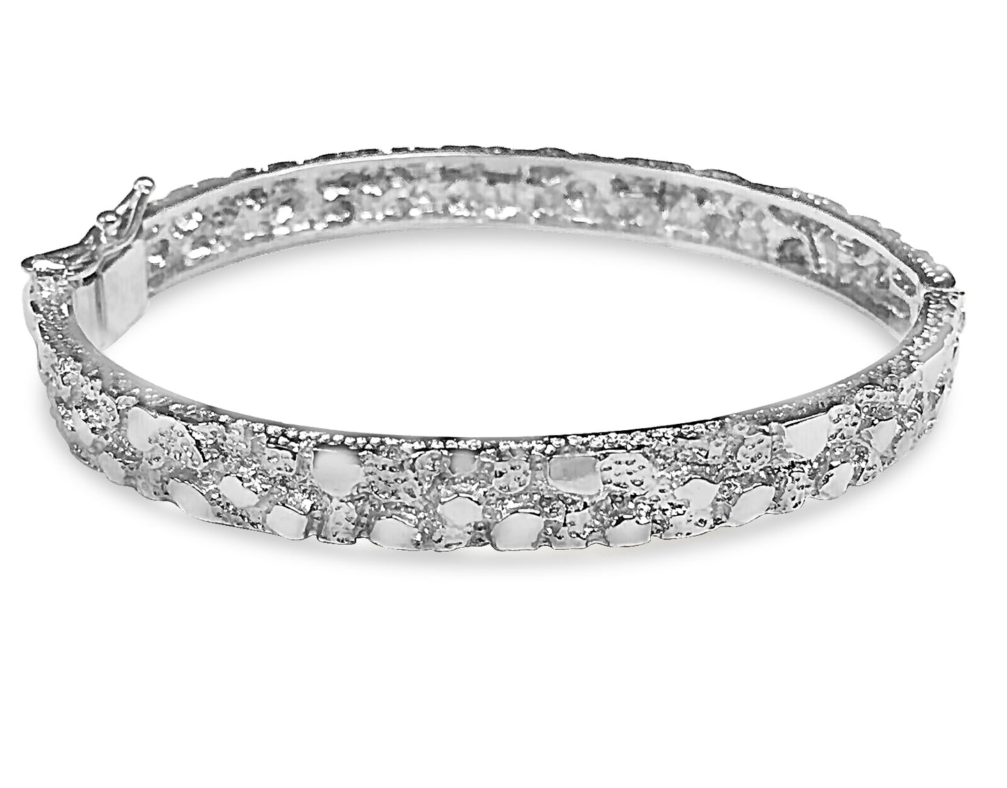 Handmade Solid Gold Nugget Bangle Bracelet , 7mm