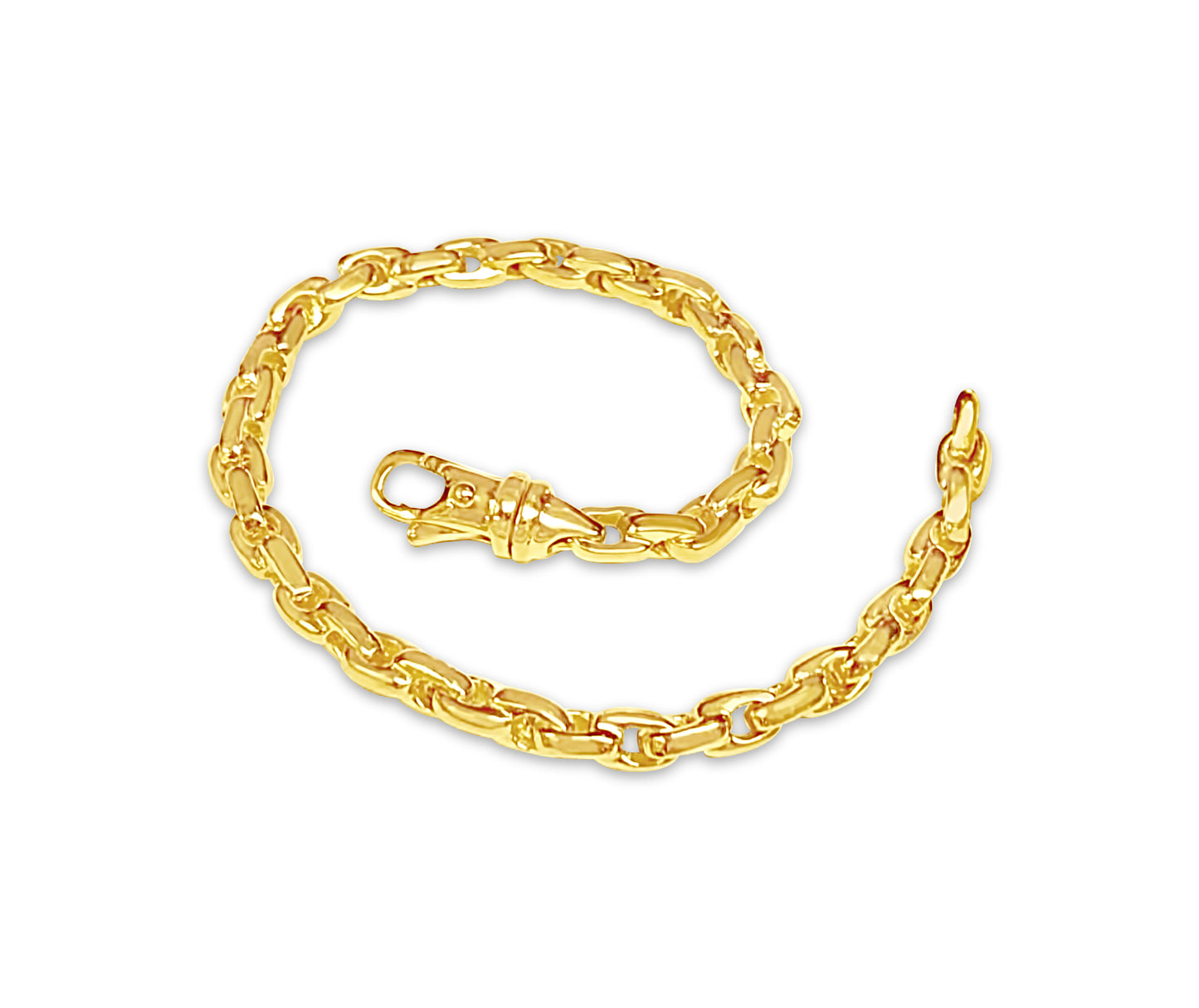 Handmade Solid Gold Fancy Rolo Bracelet , 5mm