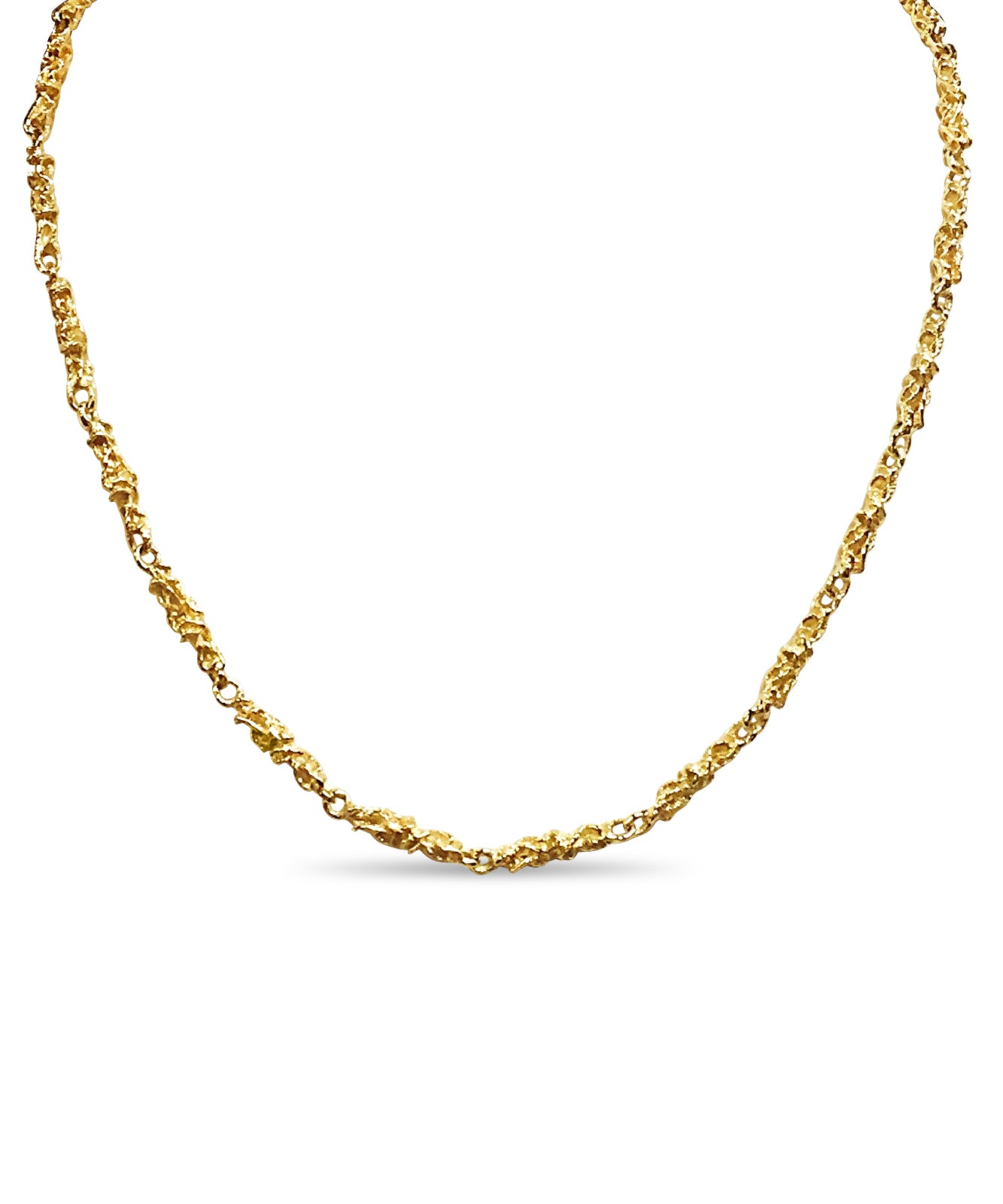 Handmade Solid Gold Nugget Necklace , 5mm