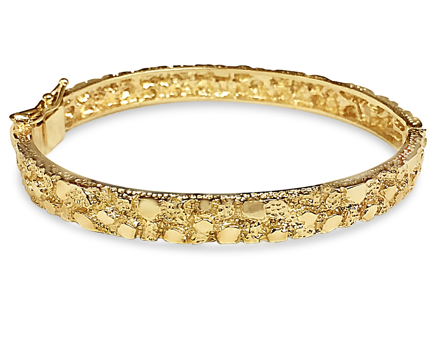 Handmade Solid Gold Nugget Bangle Bracelet , 7mm
