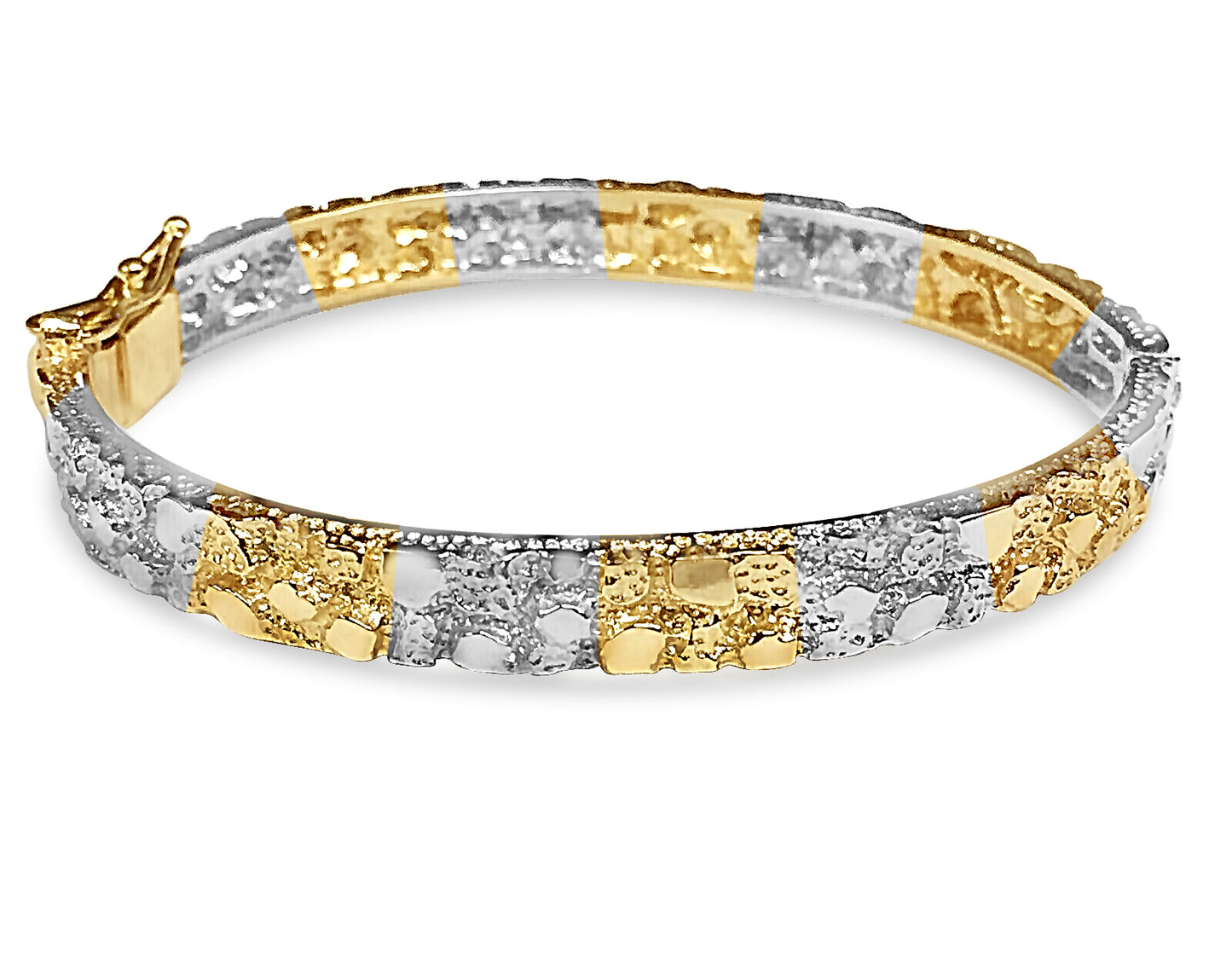 Handmade Solid Gold Nugget Bangle Bracelet , 7mm