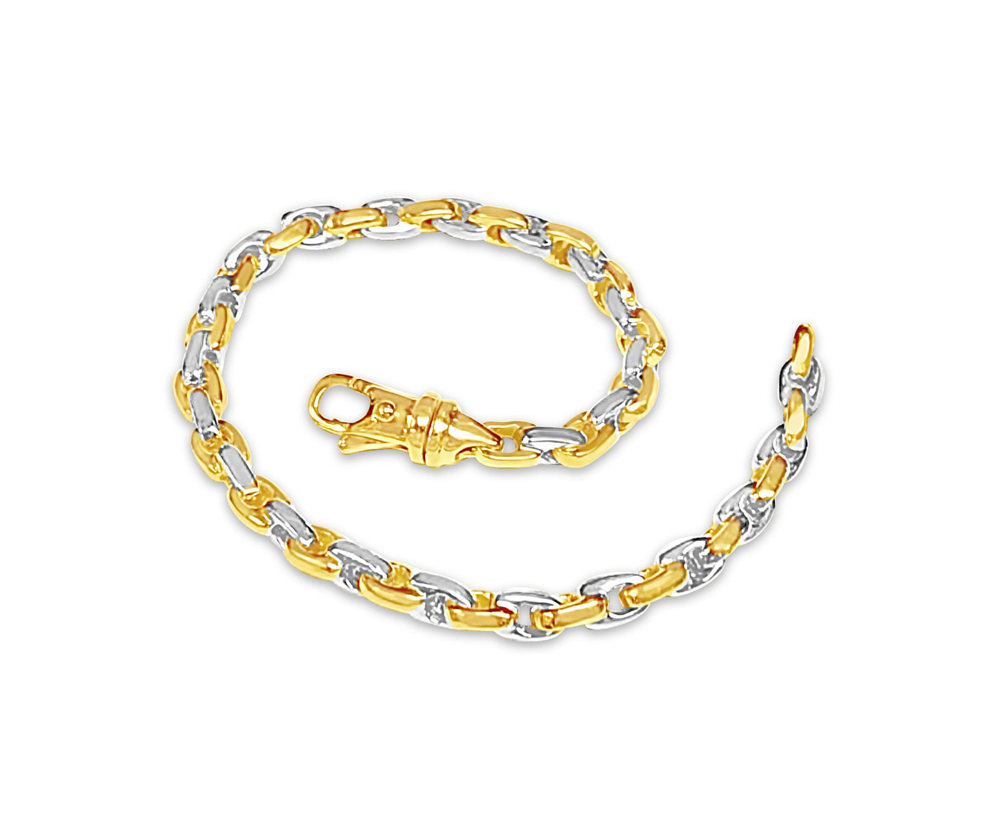 Handmade Solid Gold Fancy Rolo Bracelet , 5mm