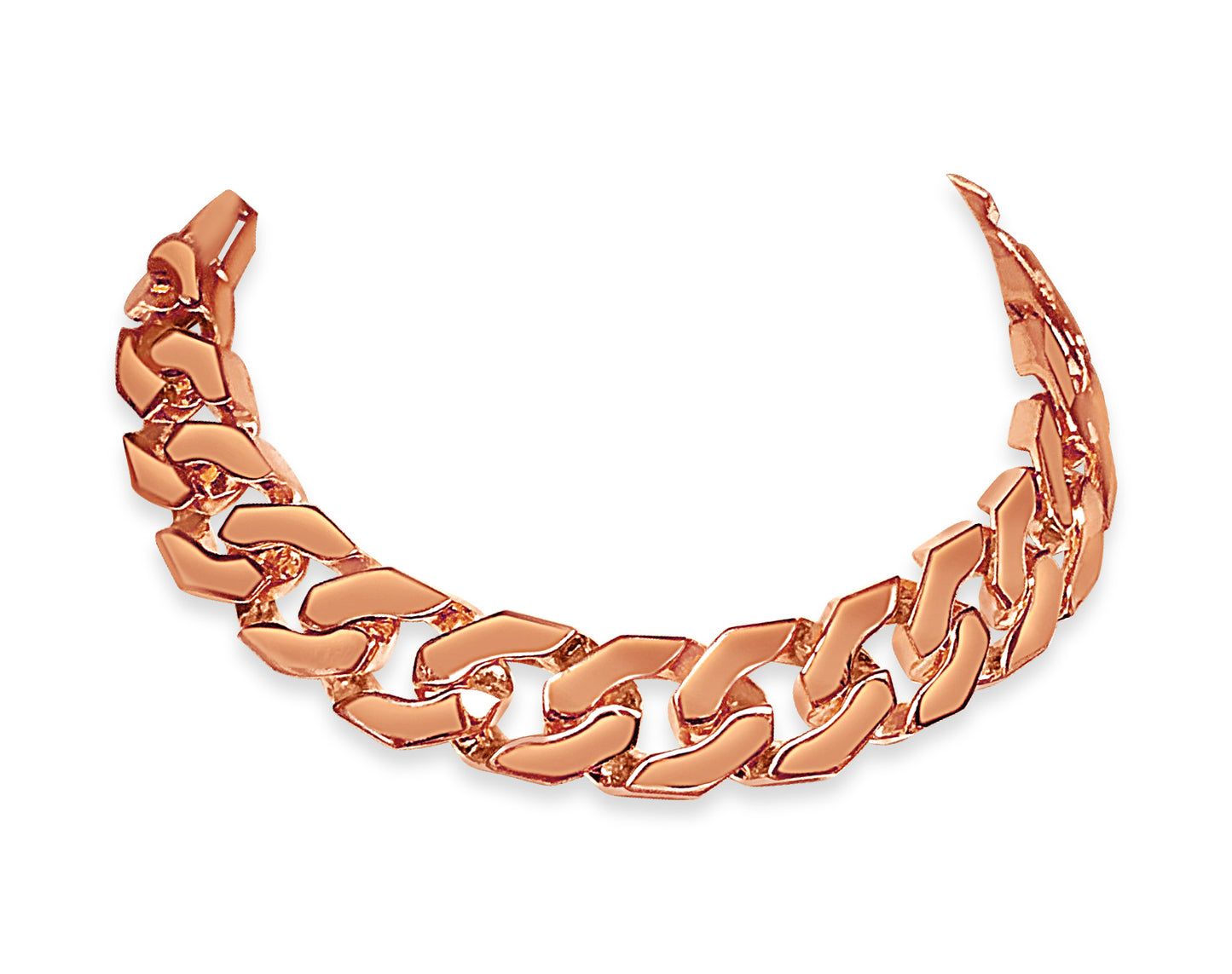 Handmade Solid Gold Curb Bracelet , 15mm