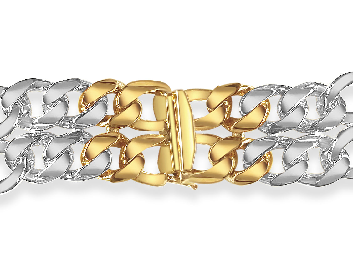 Handmade Solid Gold ID Figaro Bracelet , 23mm