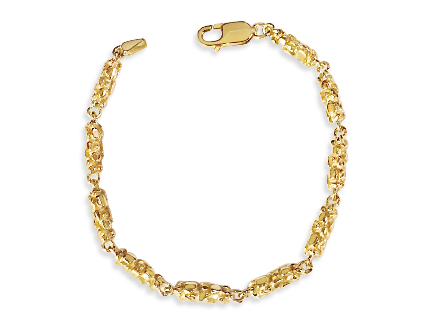 Handmade Solid Gold Nugget Bracelet , 5mm