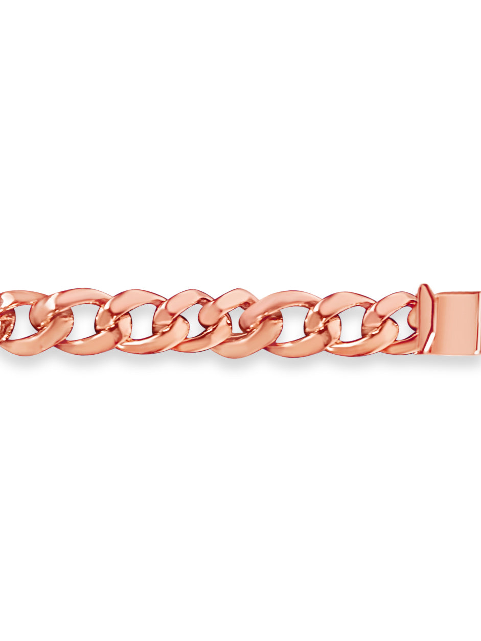 Handmade Solid Gold Curb Bracelet , 13mm