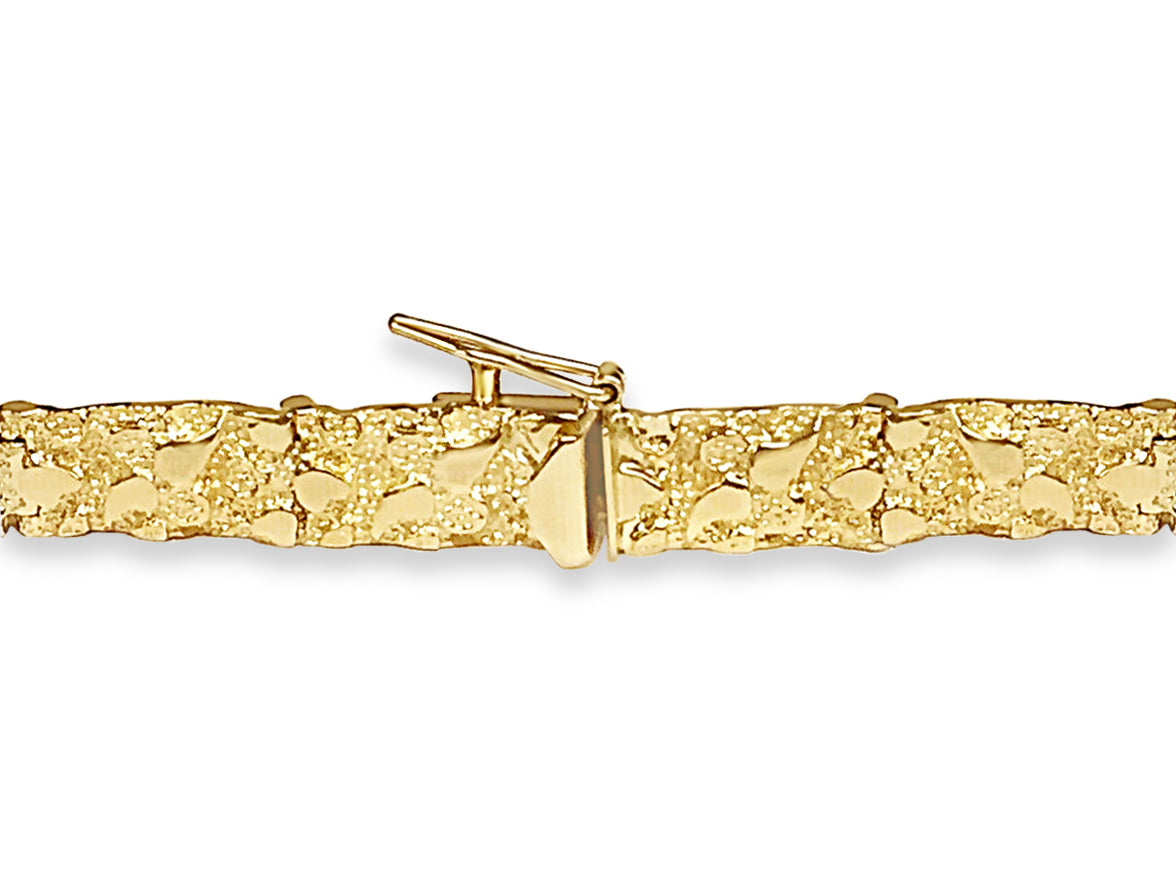 Handmade Solid Gold Nugget Bracelet , 7mm