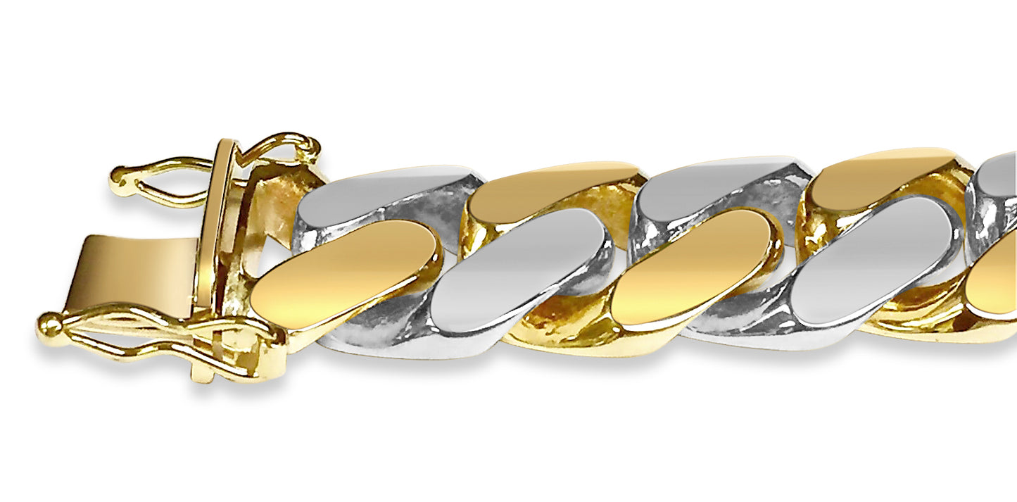 Handmade Solid Gold Miami Cuban Bracelet , 14mm