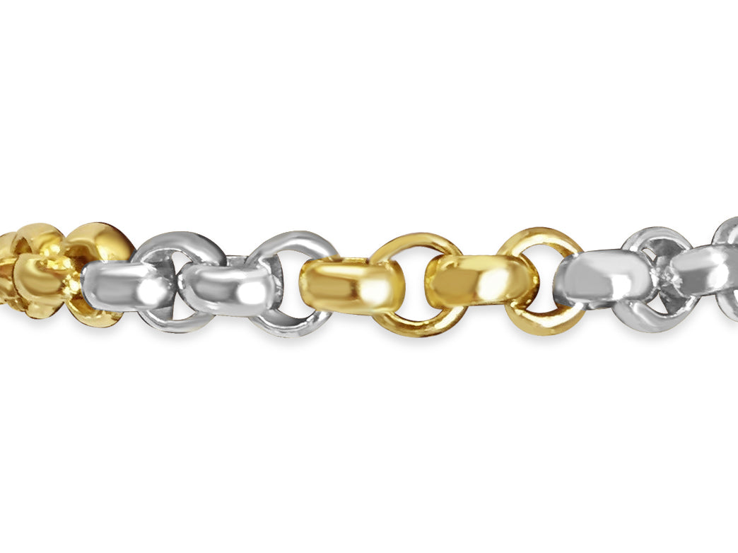 Handmade Solid Gold Fancy Rolo Bracelet , 7mm