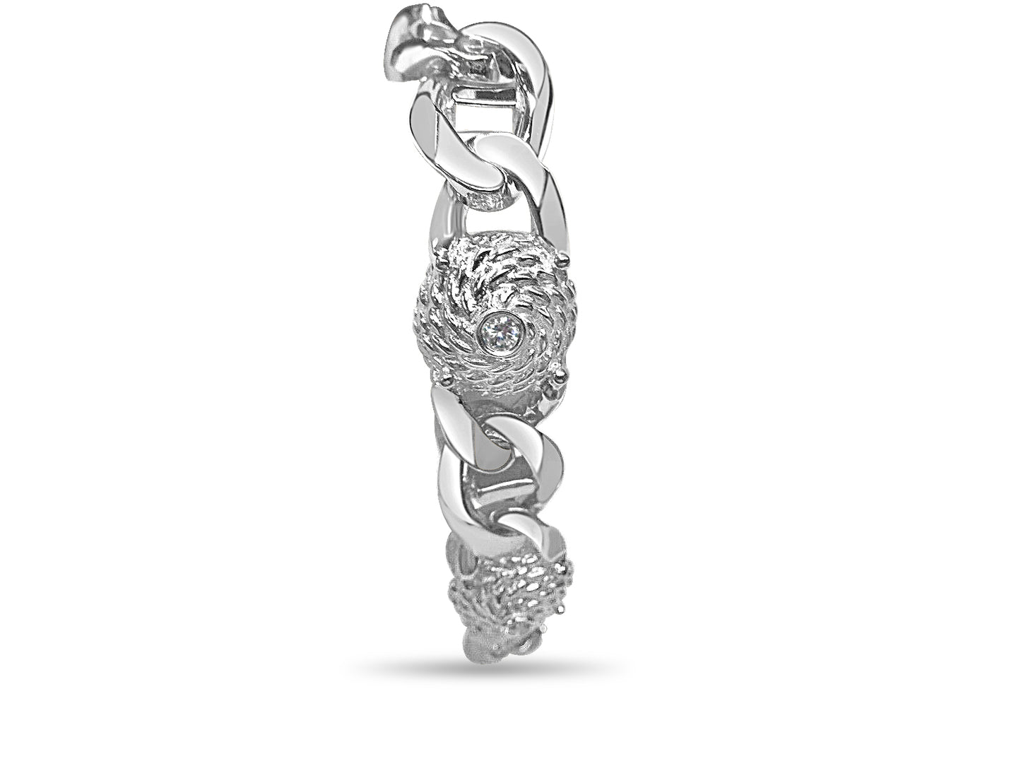 Handmade Solid Gold Diamond Mariner Bracelet , 17mm