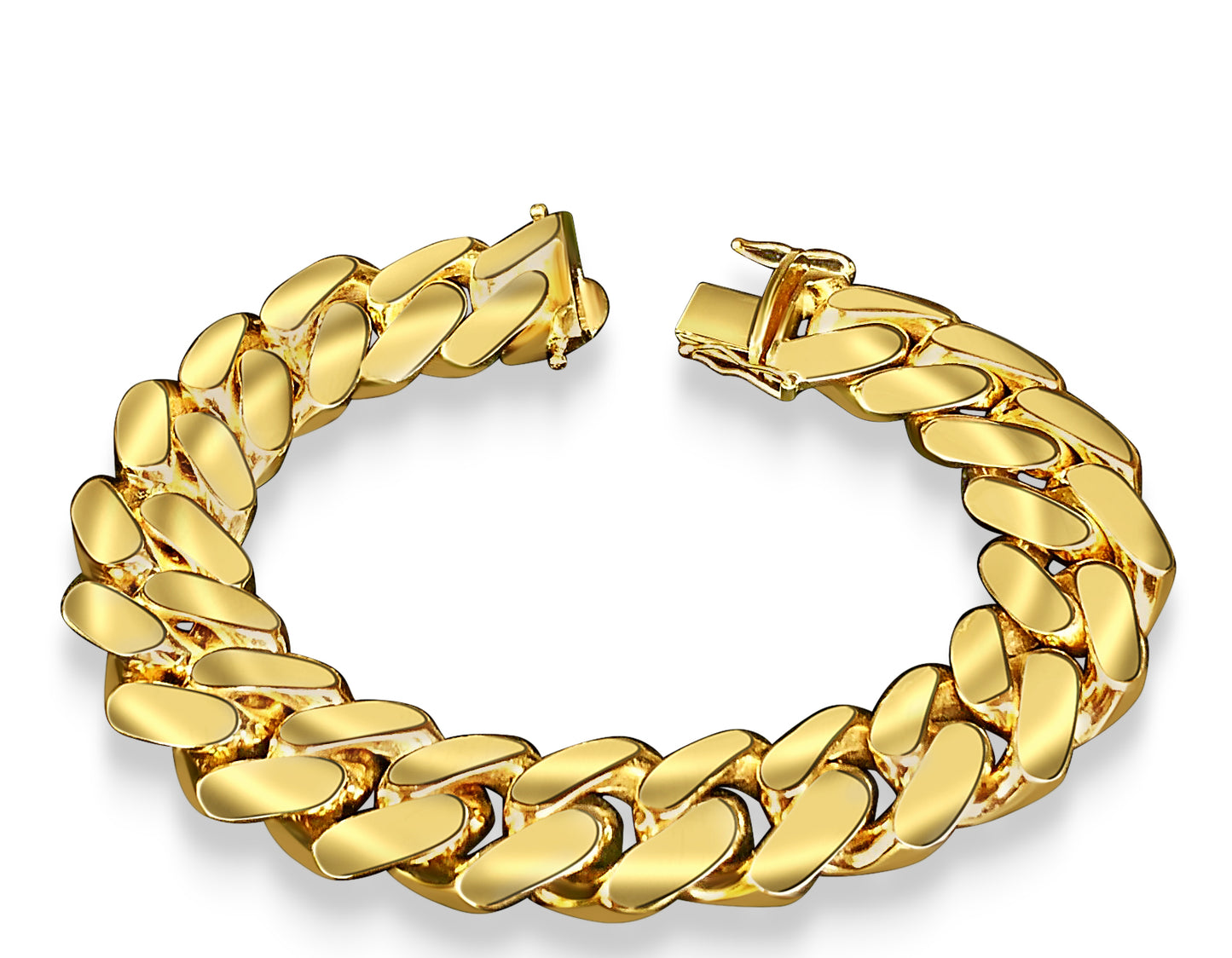 Handmade Solid Gold Miami Cuban Bracelet , 18mm