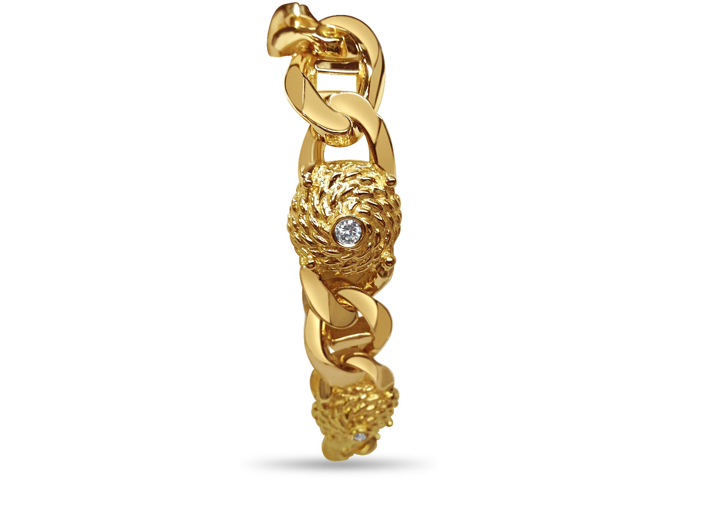 Handmade Solid Gold Diamond Mariner Bracelet , 17mm