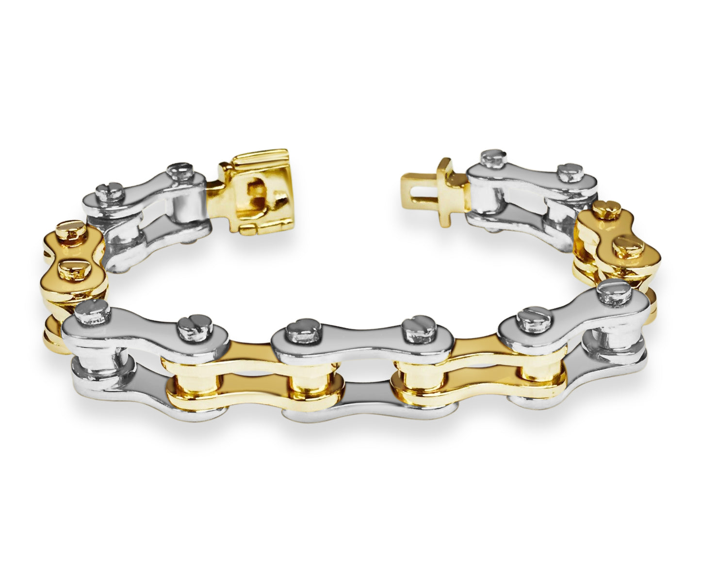 Handmade Solid Gold Motorcycle/Bike Chain Bracelet , 12mm