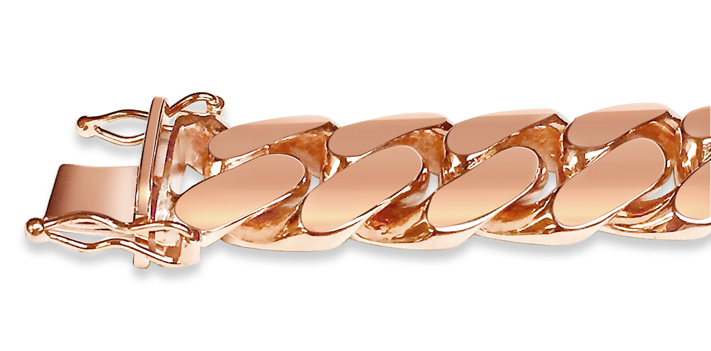 Handmade Solid Gold Miami Cuban Bracelet , 14mm